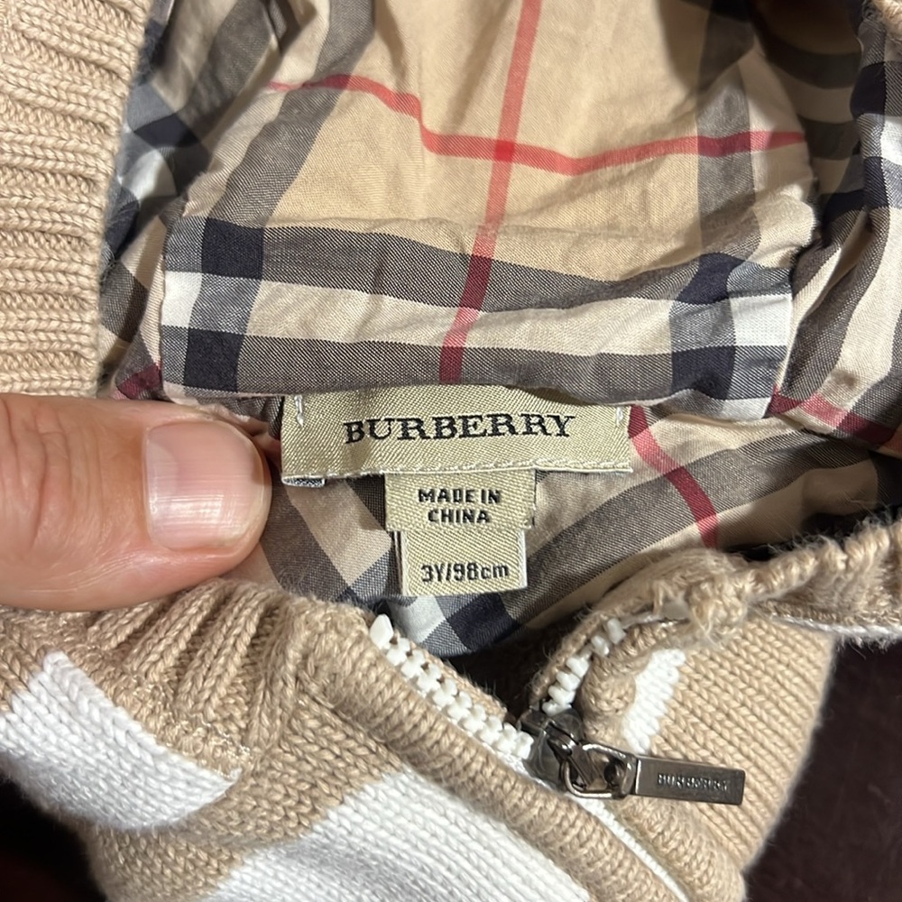Burberry Tan and White Striped Kids Hoodie - Picture 7 of 14